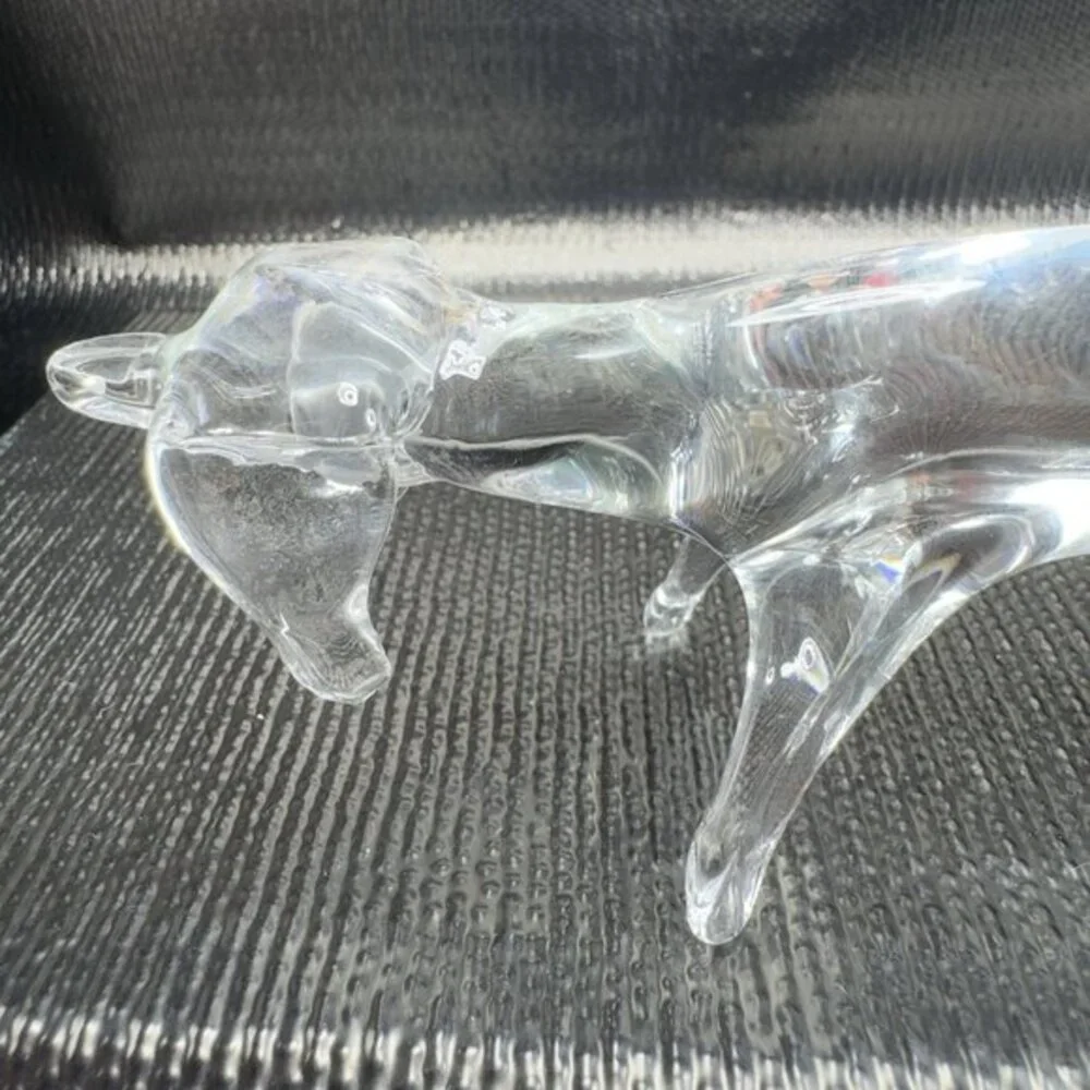 Vintage Clear Hand blown Art Glass Dachshund Wiener Dog Figurine Delicate Figure